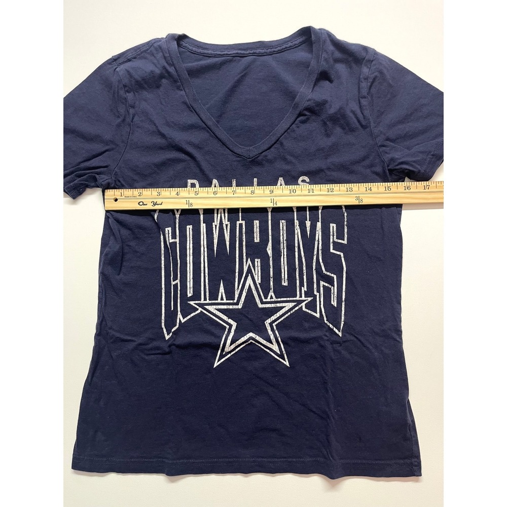 Dallas Cowboys Womens V-Neck T-Shirt Navy Blue NFL Football Fan Graphic Tee 0276 - Picture 2 of 4